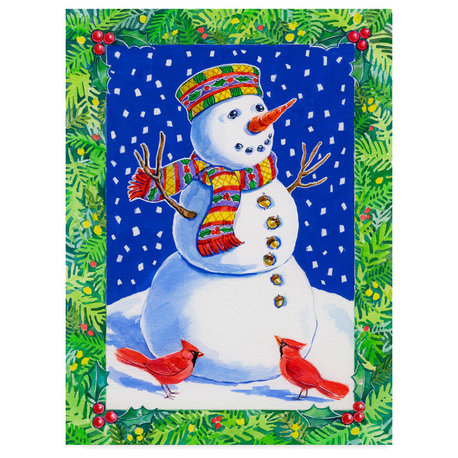 Geraldine Aikman 'Joyful Snowman' Canvas Art, 19"x14"