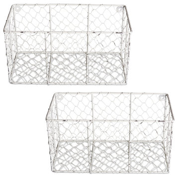 DII Wall Mount Chicken Wire Basket, Set of 2 Small Antique White