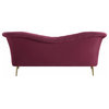 Contemporary Sofa, Angled Golden Legs & Arched Velvet Back With Channel Tufting