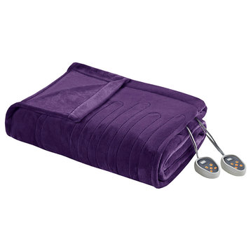 Beautyrest Heated Plush Plush Heated Blanket, Purple