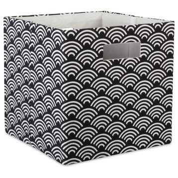 Polyester Cube Waves Black Square 13"x13"x13"