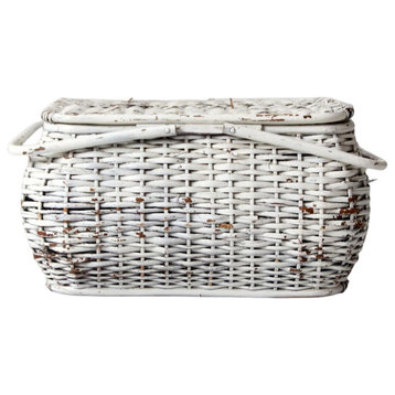 Consigned, Vintage White Wicker Basket