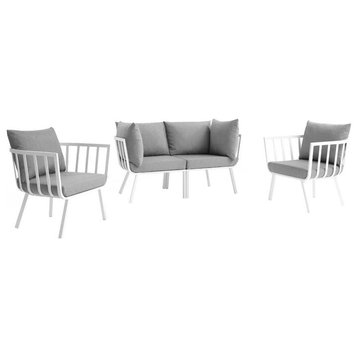 Modway Riverside 4-Piece Outdoor Patio Aluminum Set in White/Gray