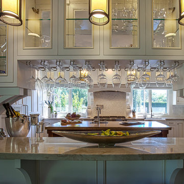 Traditional Farmhouse White Painted Kitchen and Wine Bar