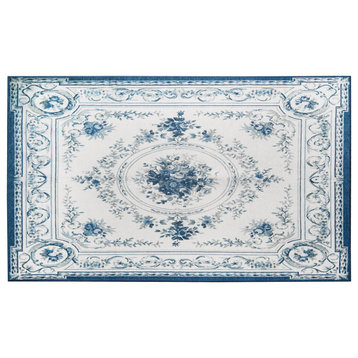 My Magic Carpet Aubusson Blue Washable Rug 3x5