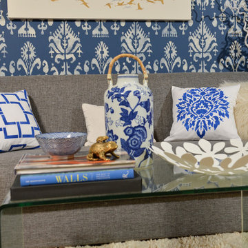 Ikat Samarkand Stenciled Living Room