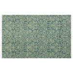 Bareens Designer Rugs - Contemporary Cyrena Blue/ Green WoolandSilk Rug 3'11"x6'0" - An elegant hand knotted rug made of finest quality wool and viscous is a brilliant foundation for any room. Breathtaking intricate design with mesmerizing Intricacy with pleasing color palette will enumerate another dimension to your decor.