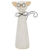 Ceramic 11"H Cat With Glasses, Beige