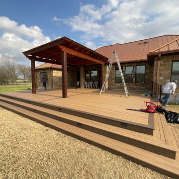 Cedar pergola and composite deck with lighting