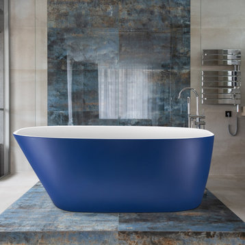 Mokleba 59.06-inX 29.53-inVictoria Blue Freestanding Acrylic tub