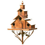 Zaer Ltd - Church Style Large Iron Birdhouse Stake, Dublin - Our Country Style Birdhouse Collection offers beautiful, creative condominium homes for our feathered friends. Skillfully crafted in an antique copper finish, each birdhouse features several openings and perches for multiple birds. Our newest addition is the Church Style "Dublin" Birdhouse, which features a tall steeple and church style architecture and is a little larger and more intricate in design compared to its predecessors.