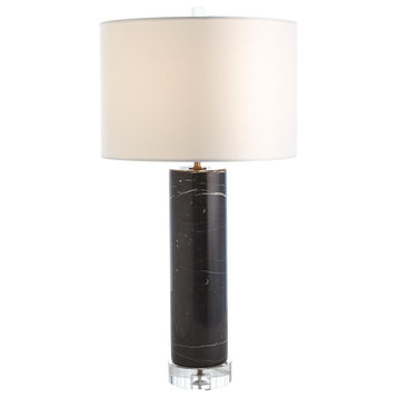 Marble Cylinder Black Table Lamp
