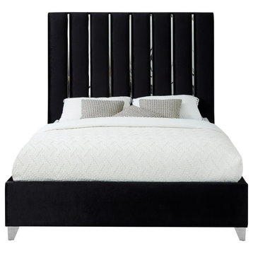 Enzo Velvet Bed, Black, King