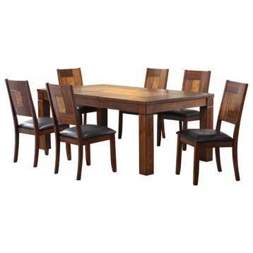 Two Tone Walnut Ash Solid Dining Set 7 Piece