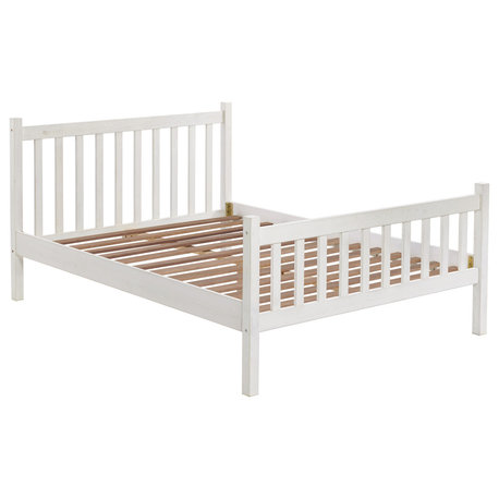 Alaterre Furniture Windsor Wood Slat Full Bed - Driftwood White