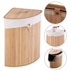 Costway Corner Bamboo Hamper Laundry Basket Washing Cloth Storage Bag Natural
