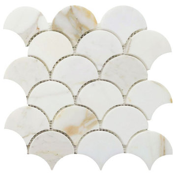 Mosaic Tile Marble Fish Scale Calacatta Gold