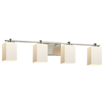 Fusion Era 4-Light Bath Bar, Square/Flat, Nickel, Opal