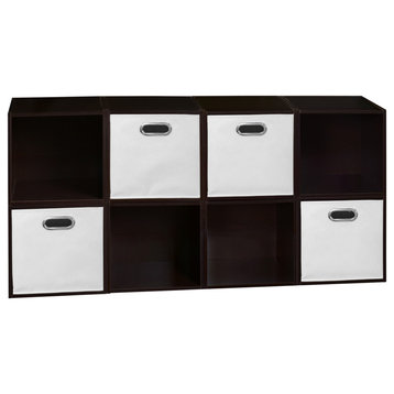 Niche Cubo Storage Set - 8 Cubes and 4 Canvas Bins- Truffle/White