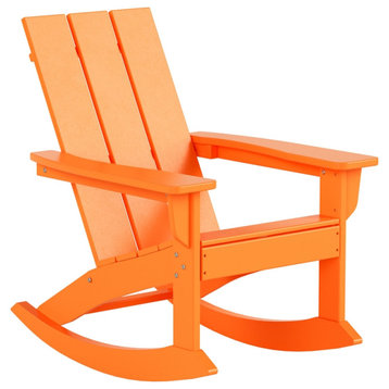 Parkdale Outdoor HDPE Plastic Adirondack Rocking Chair in Orange