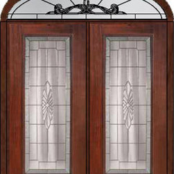 Prehung Transom Double Door 80 Fiberglass Versailles Full Lite Glass - Front Doors