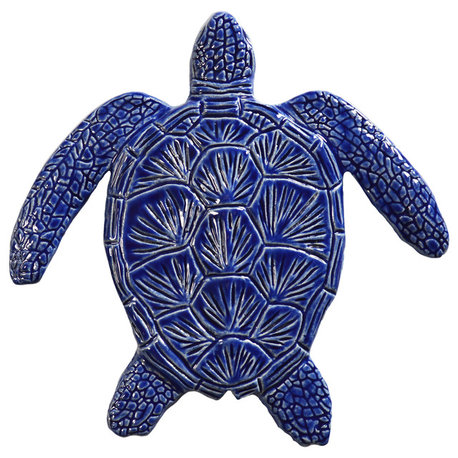 Baby Loggerhead Turtle Ceramic Swimming Pool Mosaic 6", Blue