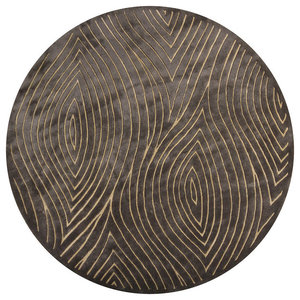 Solas Contemporary Area Rug, Taupe and Gold, 7'9" Round