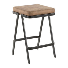 Lumisource Seven Counter Stool, Black Metal and Brown Cowboy