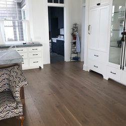 Bright White Kitchen and Neutral Floors - Hardwood Flooring