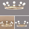 Cute Crown Design Round Glass Creative Led Hanging Chandelier, 10bulbs