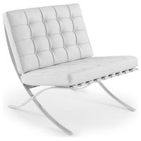 Barcelona Style Lounge Chair - Top Grain Premium Italian Leather - White