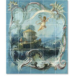 Picture-Tiles.com - Francois Boucher Angels Painting Ceramic Tile Mural #16, 60"x72" - Mural Title: The Enchanted Home Tile Mural By Francois Boucher
