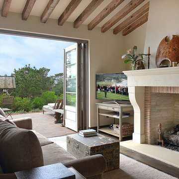 French Style hand-carved stone fireplace.