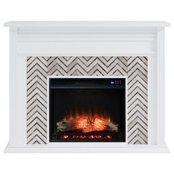 Rosedale Tiled Marble Electric Fireplace