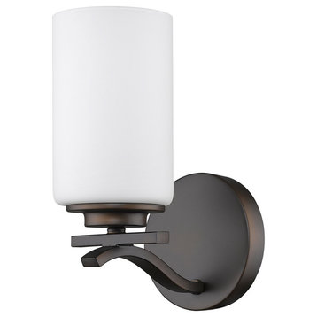 Poydras Indoor 1-Light Sconce With Glass Shade, Oil Rubbed Bronze