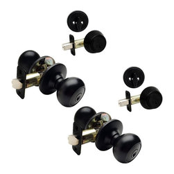Designers Impressions - Bedford Design Matte Black Combo Pack, Two Entry/Deadbolt - Door Entry Sets