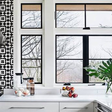 Graphic Black & White Fez Cement Tiles Add Punch To A Modern Kitchen