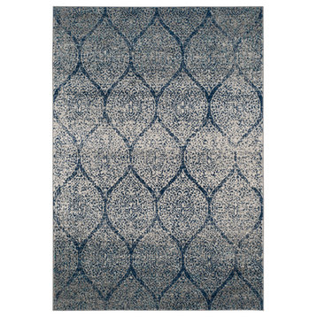Safavieh Madison Collection MAD604 Rug, Navy/Silver, 6'7" X 9'2"