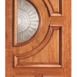 Front Single Door Mahogany Radius Lite with Casting Glass - Front Doors