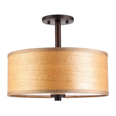 Drum Veneer 3-Light Semi-Flush Ceiling Mount, Bronze, Brulee