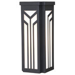 Vaxcel - Evry 5"W Outdoor Wall Light Oil Rubbed Bronze - Trendy art deco styling is the focal point of the Evry collection. Graphic retro-inspired lines in oil rubbed bronze are paired with soft diffused white glass panels to create a striking combination. Use these wall lights indoors or outdoors; ideal for any outdoor space, entryway, hallway, or any other area of your home.
