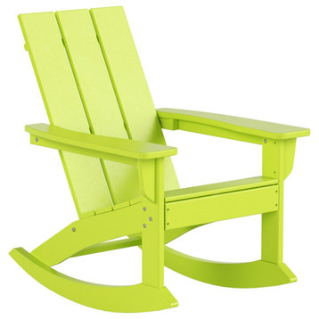 Parkdale Outdoor HDPE Plastic Adirondack Rocking Chair in Lime
