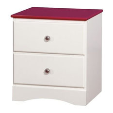 Furniture of America Emely Solid Wood 2-Drawer Nightstand in Pink and White