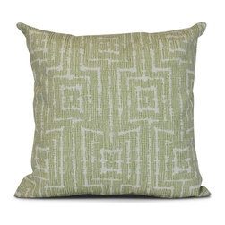 16 in. Green Woven Tiki Geometric Print Pillow - Decorative Pillows