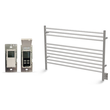 Hardwired Towel Warmer With Programmable Timer, Amba Jeeves L Straight, Polished