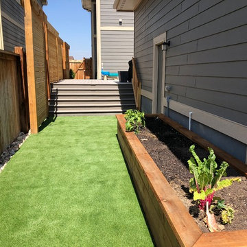 Screening from neighbors in a small side yard w/ room for kids.