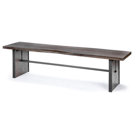 Ledger I Medium Brown Live-Edge Solid Wood Bench