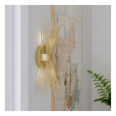 Nikko 2 Light Gold Mid-Century Modern Flush Wall Sconce