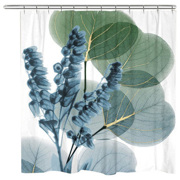 Lily and Eucalyptus Leaf X-Ray Shower Curtain