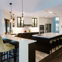 Espresso and white kitchen